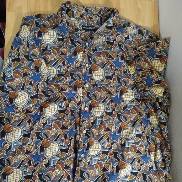 Vintage Neiman Marcus Racket Sports Tennis Stars Hawaiian Shirt - Picture 2 of 8